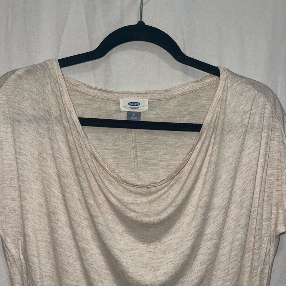 Old Navy Tan Draped Short Sleeve T-Shirt